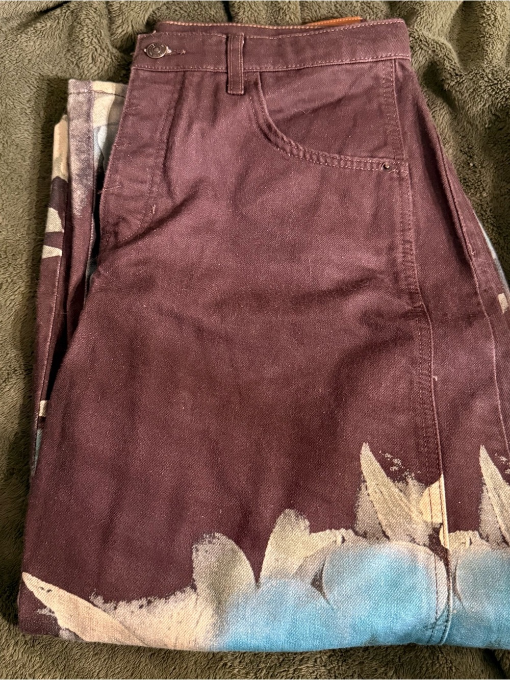 Free People Brown Jeans with Teal Floral Print - Picture 3 of 3